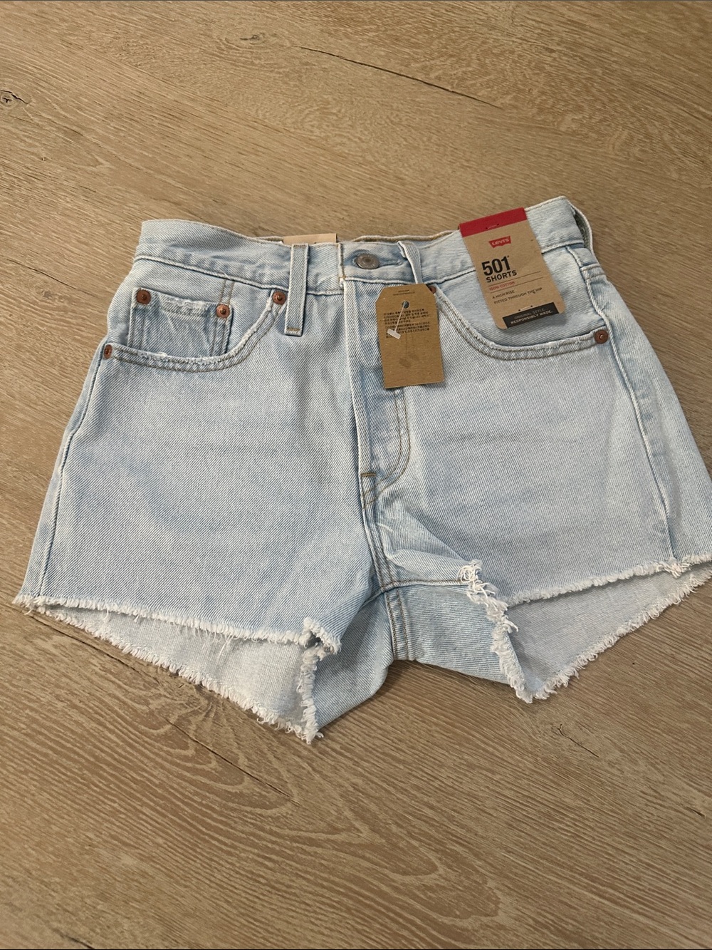 Levi's Light Blue 501 Cutoff Denim Shorts - Picture 3 of 4